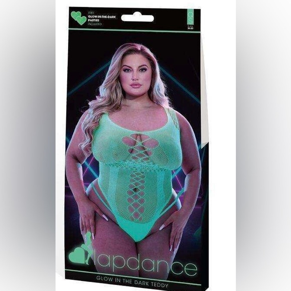 Lapdance glow in the dark cutout bodysuit with pasties, queen size - Picture 2 of 14